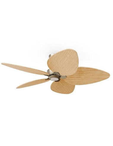 Ventilador LED ALMA L Ø132cm 5 palas latón madera clara 40W DC + luz LED 6,5W 1225Lm CTT interior/exterior