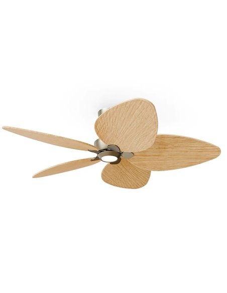 Ventilateur LED ALMA L Ø132 cm, 5 pales, finition laiton et bois, 40 W CC + 6,5 W LED CTT 1225 lm, usage intérieur/extérieur