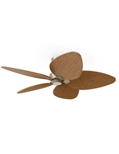 Ventilador de techo LED ALMA L Ø132cm 5 palas latón madera media 40W DC + luz LED 6,5W 1225Lm CTT IP44