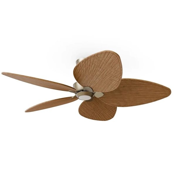Ventilador de techo LED ALMA L Ø132cm 5 palas latón madera media 40W DC + luz LED 6,5W 1225Lm CTT IP44