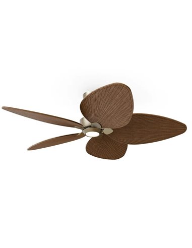 Ventilador con luz LED ALMA L Ø132cm 5 palas latón madera oscura 40W DC + luz LED 6,5W 1225Lm CTT DIM IP44