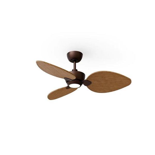 Ventilador de techo LED ALMA S Ø100cm 3 palas marrón madera media 26W DC + luz LED 6,5W 1225Lm CTT DIM IP44