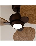 Ventilador de techo LED ALMA L Ø132cm 3 palas marrón madera media 40W DC + luz LED 6,5W 1225Lm CTT DIM IP44