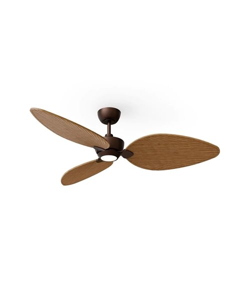 Ventilador de techo LED ALMA L Ø132cm 3 palas marrón madera media 40W DC + luz LED 6,5W 1225Lm CTT DIM IP44