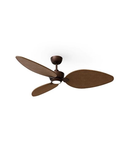 Ventilador con luz LED ALMA L Ø132cm 3 palas marrón madera oscura 40W DC + luz LED 6,5W 1225Lm CTT IP44