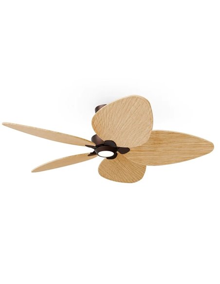 Ventilador LED ALMA L Ø132cm 5 palas marrón oxidado madera clara 40W DC + luz LED 6,5W 1225Lm CTT interior/exterior