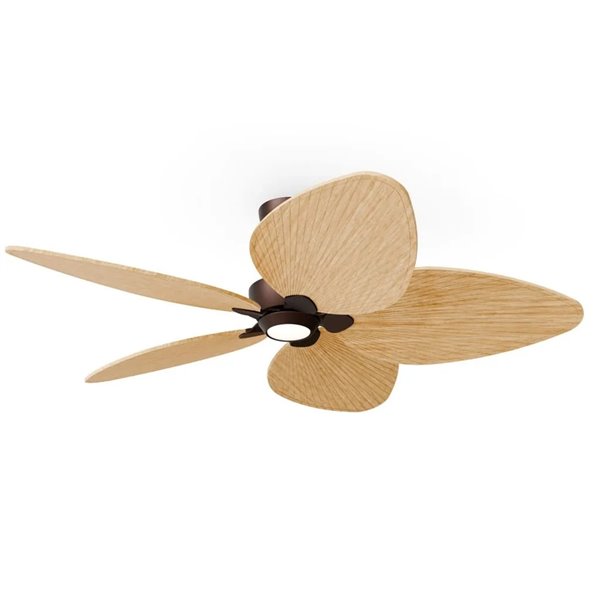 Ventilador LED ALMA L Ø132cm 5 palas marrón oxidado madera clara 40W DC + luz LED 6,5W 1225Lm CTT interior/exterior