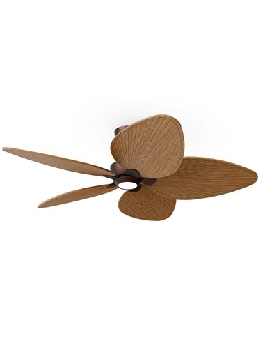 Ventilador de techo LED ALMA L Ø132cm 5 palas marrón oxidado madera media 40W DC + luz LED 6,5W 1225Lm CTT IP44
