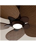 Ventilador con luz LED ALMA L Ø132cm 5 palas marrón oxidado madera oscura 40W DC + luz LED 6,5W 1225Lm CTT DIM IP44