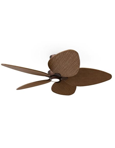 Ventilador con luz LED ALMA L Ø132cm 5 palas marrón oxidado madera oscura 40W DC + luz LED 6,5W 1225Lm CTT DIM IP44