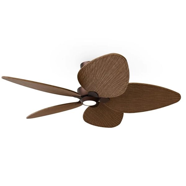 Ventilador con luz LED ALMA L Ø132cm 5 palas marrón oxidado madera oscura 40W DC + luz LED 6,5W 1225Lm CTT DIM IP44