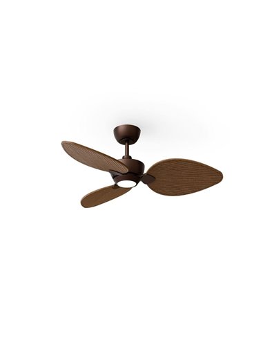 Ventilador con luz LED ALMA S Ø100cm 3 palas marrón madera oscura 26W DC + luz LED 6,5W 1225Lm CTT IP44