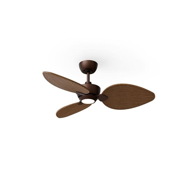 Ventilador con luz LED ALMA S Ø100cm 3 palas marrón madera oscura 26W DC + luz LED 6,5W 1225Lm CTT IP44