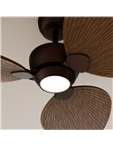 Ventilador con luz LED ALMA S Ø100cm 3 palas marrón madera oscura 26W DC + luz LED 6,5W 1225Lm CTT IP44
