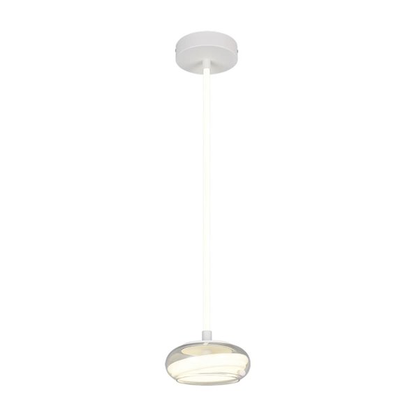 Lámpara colgante LED TARSIA blanco mate 18W 4000K 2400Lm Ø21cm H: 150cm regulable switch dimmer