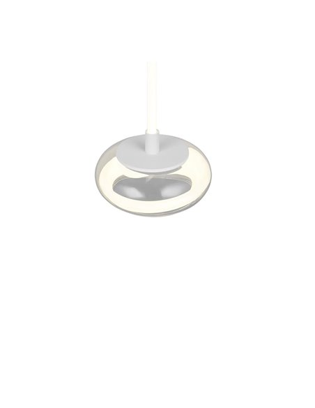 Luminária pendente LED TARSIA, branco fosco, 18W, 4000K, 2400lm, Ø21cm, A: 150cm, interruptor dimerizável