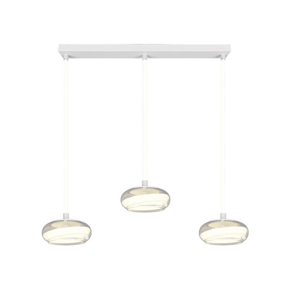 Luminária pendente LED TARSIA, branca, 3 lâmpadas, 36W, 1667 lúmens, 4000K, IP20, dimerizável, 915 x 1500 mm