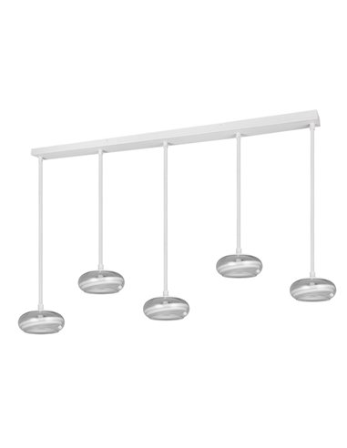 Luminária pendente LED TARSIA, 5 lâmpadas, branca, 10W, 7000 lúmens, 4000K, IP20, dimerizável, 1620x1500mm