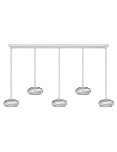 Suspension LED TARSIA, 5 lumières, blanc, 10 W, 7 000 lm, 4 000 K, IP20, dimmable, 1 620 x 1 500 mm