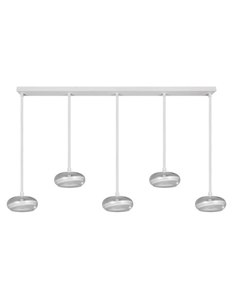 Luminária pendente LED TARSIA, 5 lâmpadas, branca, 10W, 7000 lúmens, 4000K, IP20, dimerizável, 1620x1500mm