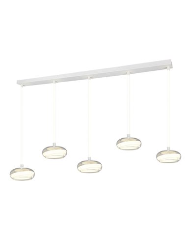 Lámpara colgante LED TARSIA 5 luces blanca 10W 7000Lm 4000K IP20 regulable 1620x1500mm