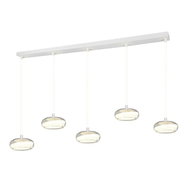 Lámpara colgante LED TARSIA 5 luces blanca 10W 7000Lm 4000K IP20 regulable 1620x1500mm