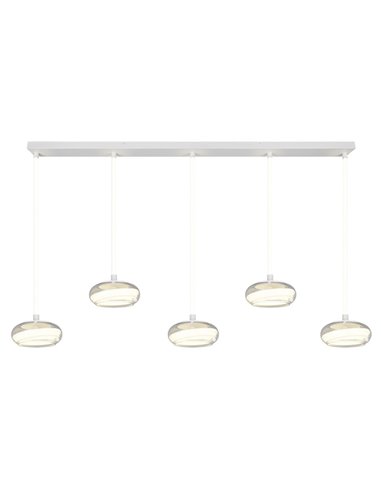 Luminária pendente LED TARSIA, 5 lâmpadas, branca, 10W, 7000 lúmens, 4000K, IP20, dimerizável, 1620x1500mm