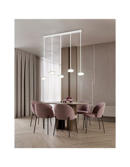 Lámpara colgante LED TARSIA 5 luces blanca 10W 7000Lm 4000K IP20 regulable 1620x1500mm