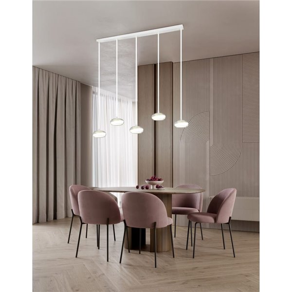 Lámpara colgante LED TARSIA 5 luces blanca 10W 7000Lm 4000K IP20 regulable 1620x1500mm