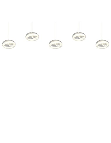 Suspension LED TARSIA, 5 lumières, blanc, 10 W, 7 000 lm, 4 000 K, IP20, dimmable, 1 620 x 1 500 mm