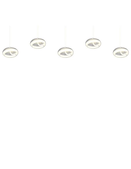 Suspension LED TARSIA, 5 lumières, blanc, 10 W, 7 000 lm, 4 000 K, IP20, dimmable, 1 620 x 1 500 mm