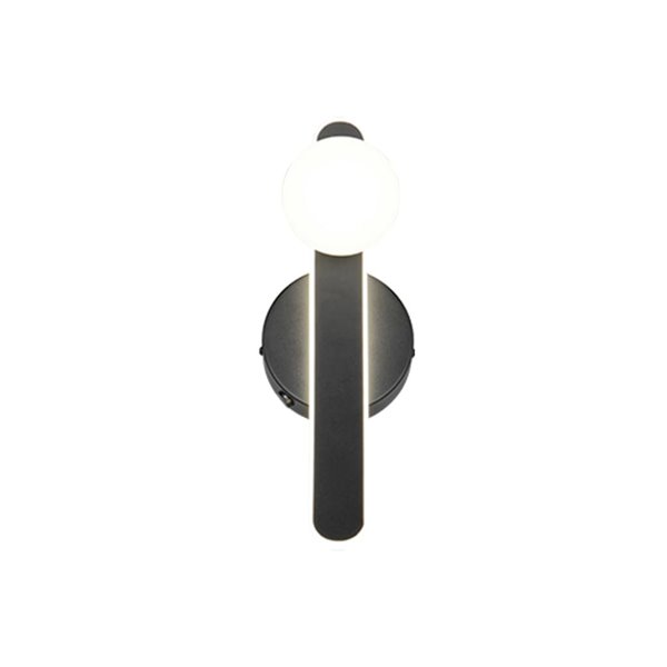 Aplique LED elegante negro NAPOLI con esfera blanca 11W 2300K-3000K-4000K 1200Lm H:34,5cm IP20