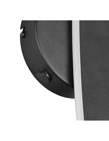 Applique murale LED NAPOLI noire élégante avec sphère blanche, 11 W, 2300 K-3000 K-4000 K, 1200 lm, H : 34,5 cm, IP20