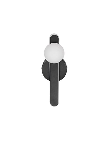 Aplique LED elegante negro NAPOLI con esfera blanca 11W 2300K-3000K-4000K 1200Lm H:34,5cm IP20