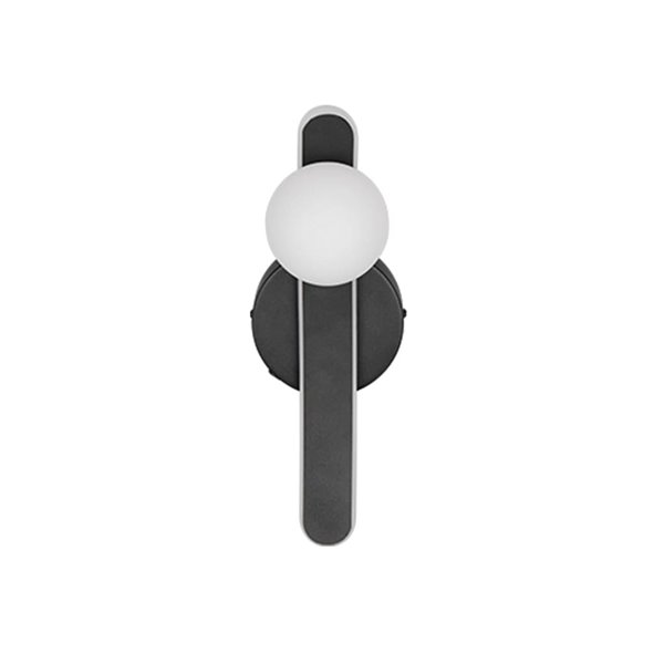 Aplique LED elegante negro NAPOLI con esfera blanca 11W 2300K-3000K-4000K 1200Lm H:34,5cm IP20