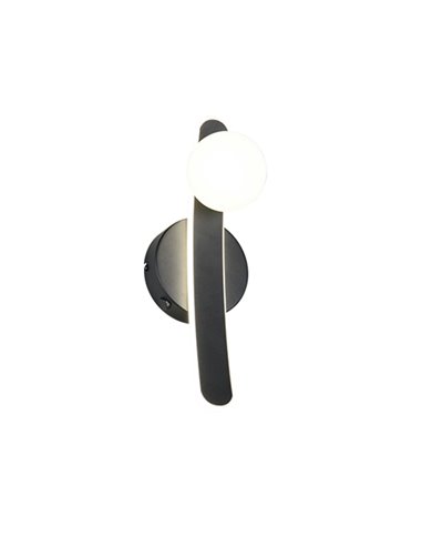Aplique LED elegante negro NAPOLI con esfera blanca 11W 2300K-3000K-4000K 1200Lm H:34,5cm IP20