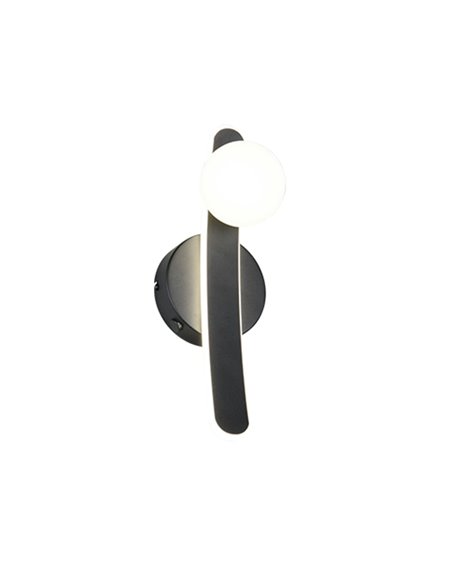 Aplique LED elegante negro NAPOLI con esfera blanca 11W 2300K-3000K-4000K 1200Lm H:34,5cm IP20