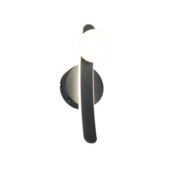 Aplique LED elegante negro NAPOLI con esfera blanca 11W 2300K-3000K-4000K 1200Lm H:34,5cm IP20