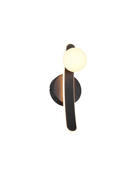 Aplique LED elegante negro NAPOLI con esfera blanca 11W 2300K-3000K-4000K 1200Lm H:34,5cm IP20