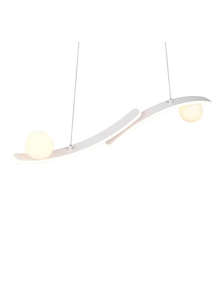 Luminária pendente LED branca elegante NAPOLI com 2 esferas, 27W, 3200lm, 2300K-3000K-4000K, 820x1500mm