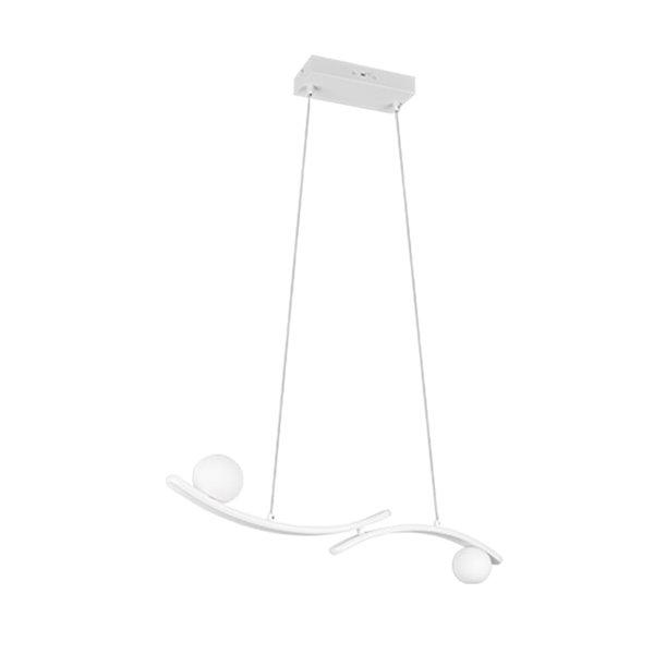 Luminária pendente LED branca elegante NAPOLI com 2 esferas, 27W, 3200lm, 2300K-3000K-4000K, 820x1500mm