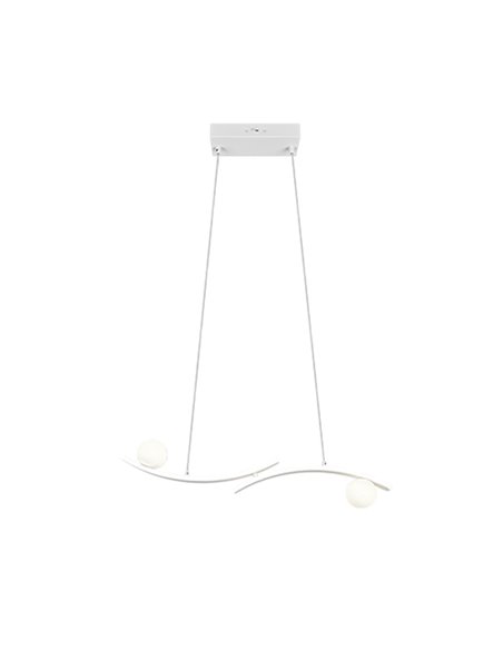 Luminária pendente LED branca elegante NAPOLI com 2 esferas, 27W, 3200lm, 2300K-3000K-4000K, 820x1500mm