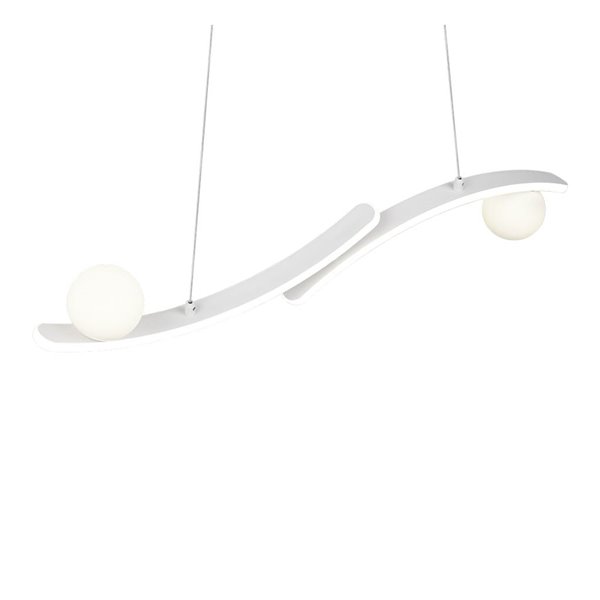 Luminária pendente LED branca elegante NAPOLI com 2 esferas, 27W, 3200lm, 2300K-3000K-4000K, 820x1500mm