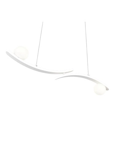 Luminária pendente LED branca elegante NAPOLI com 2 esferas, 27W, 3200lm, 2300K-3000K-4000K, 820x1500mm
