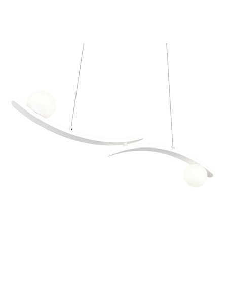 Luminária pendente LED branca elegante NAPOLI com 2 esferas, 27W, 3200lm, 2300K-3000K-4000K, 820x1500mm