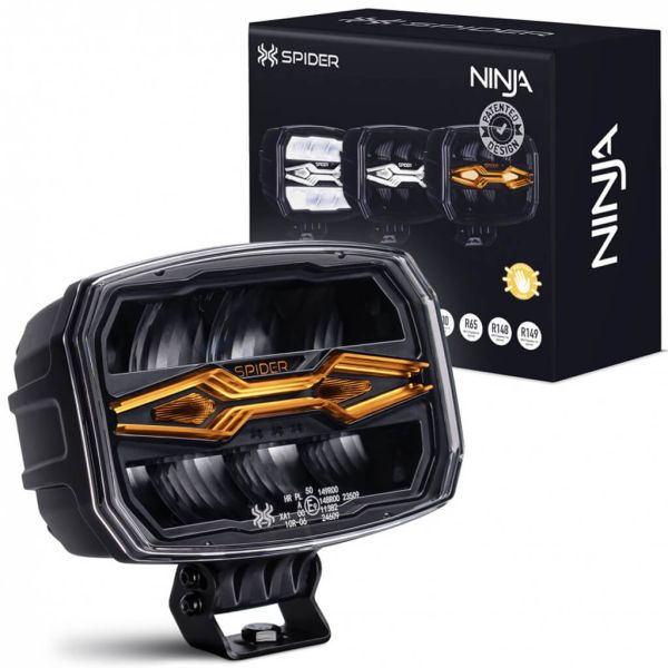 Farol de LED X-Spider Ninja com Feixe Alto | Longo Alcance, Luz de Posição e Alerta | IP69K | 12V 24V | HR, A, XA1