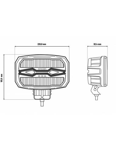 Medidas Faro de Carretera LED X-Spider Ninja | Largo Alcance, Posición y Advertencia | IP69K | 12V 24V | HR, A, XA1