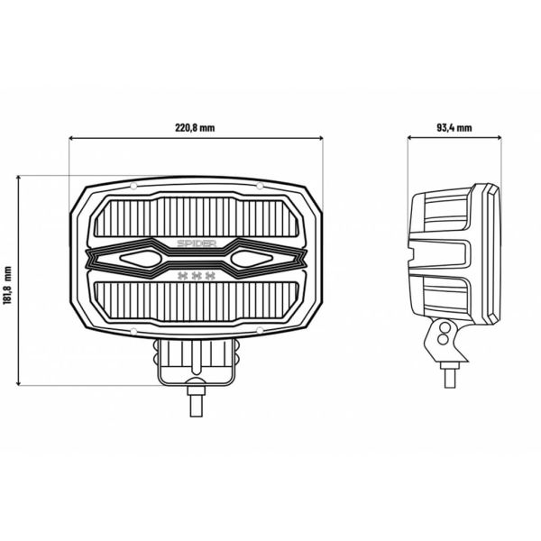 Phare LED longue portée X-Spider Ninja | Longue portée, positionnement et avertissement | IP69K | 12 V/24 V | HR, A, XA1