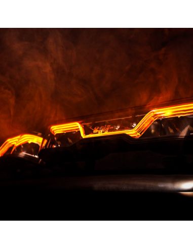 Barra de luz LED âmbar 527mm X-Spider Venom | Longo alcance HR | Luz branca de posição A e luz de advertência âmbar XA1 | 12/24V