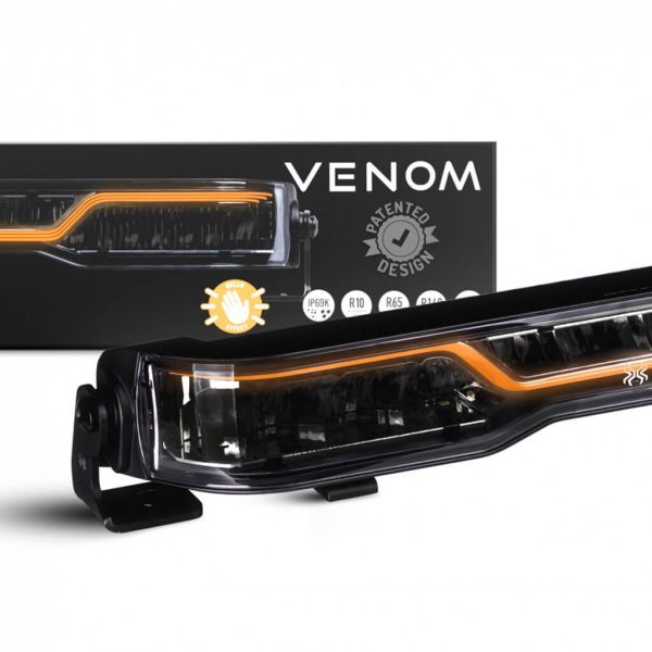 X-Spider Venom 527mm Caixa e Barra de LED | Longo Alcance HR | Luz Branca Posição A e Luz de Advertência Âmbar XA1 | 12/24V